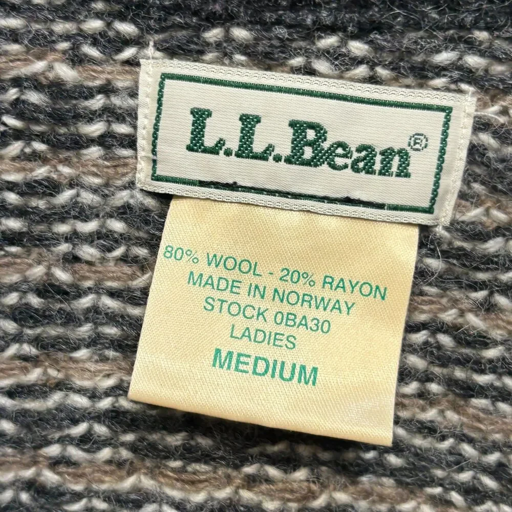 Vintage LL Bean Women Cardigan Sweater Size Medium Fair Isle Wool Blend D120 -6
